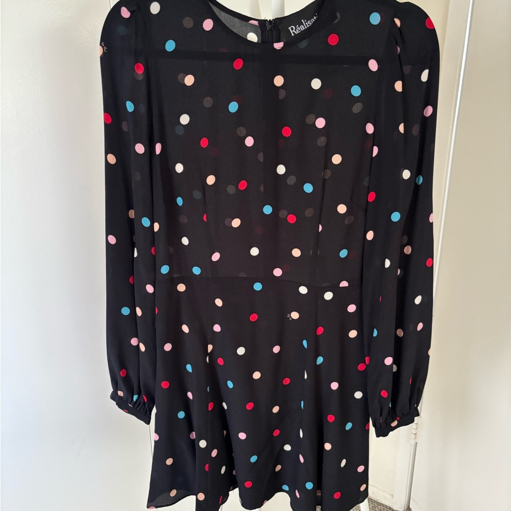 Realisation Par Silk Multicolor Polka Dot Sundress with Bishop Sleeves